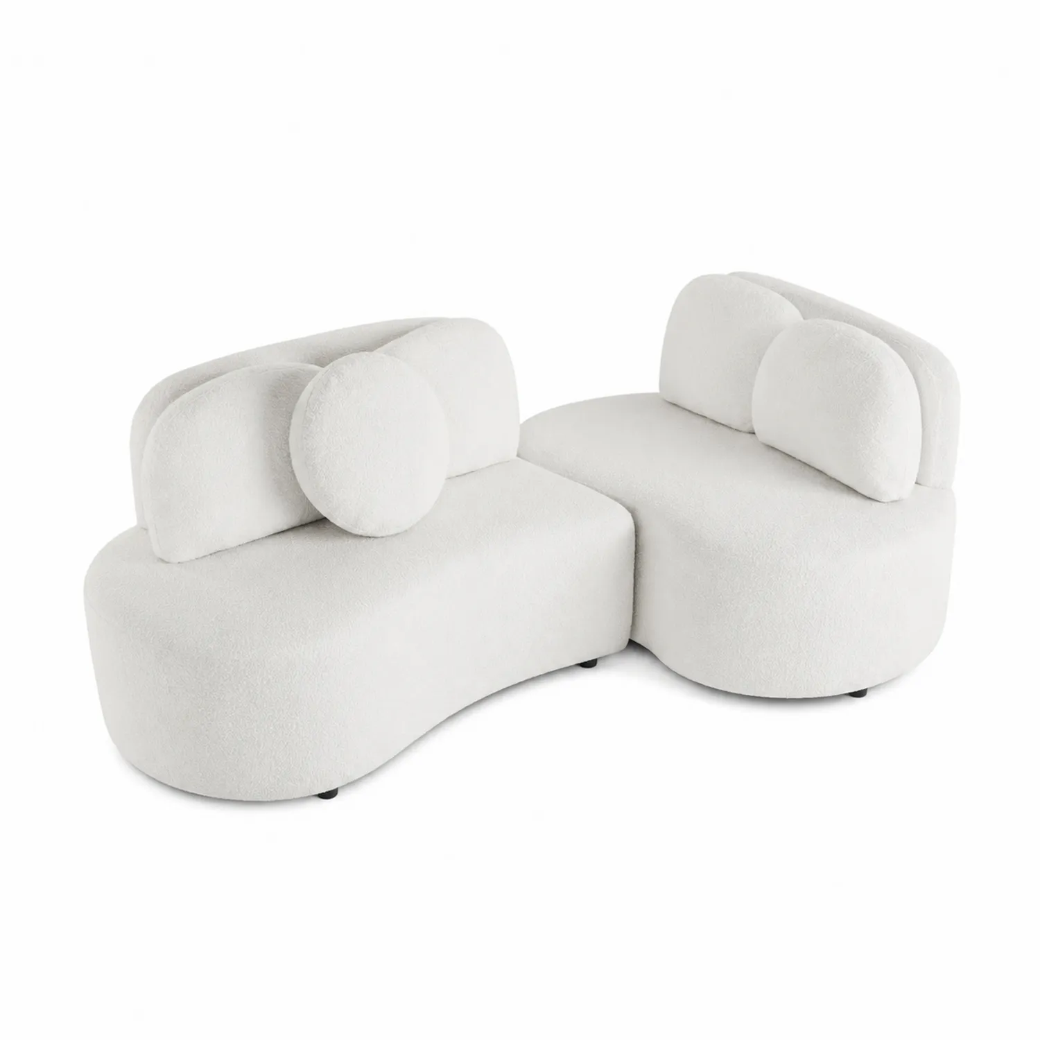 Set Divano Modulare in Tessuto Bouclé Bianco