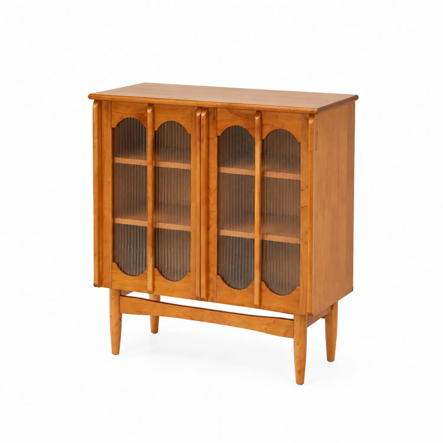 Credenza in Legno con Ante in Vetro, Marrone, 120x80x35 cm