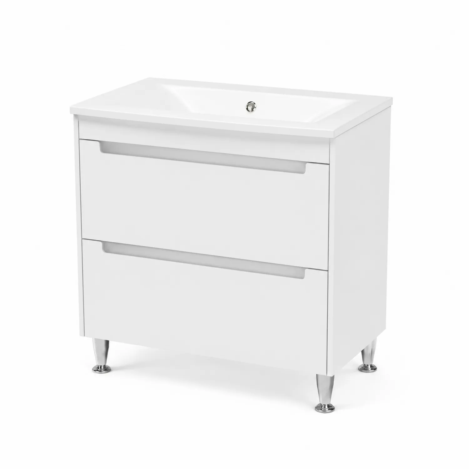Mobile lavabo singolo in MDF Bianco con lavabo ceramico