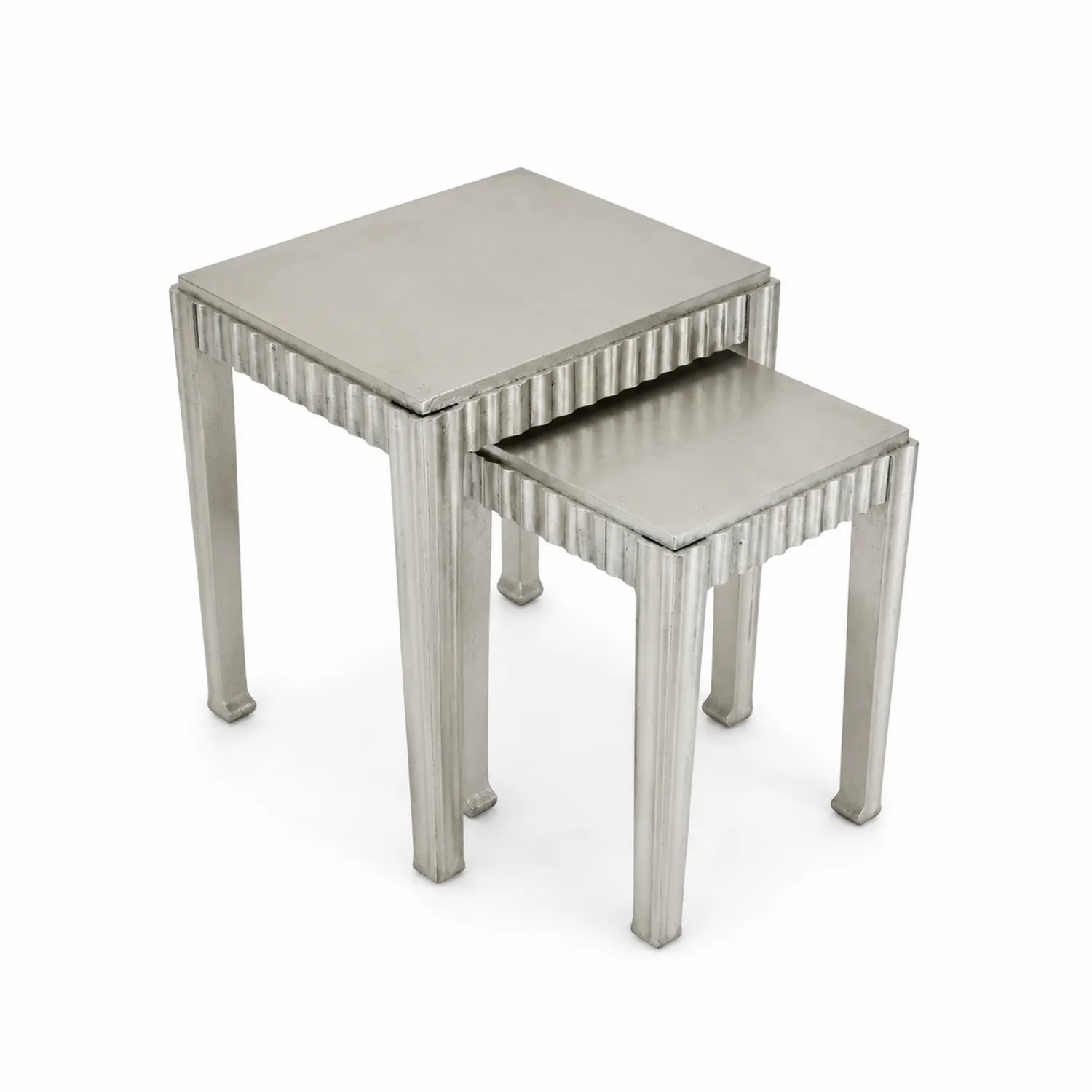 Set di 2 tavolini impilabili in metallo, Argento