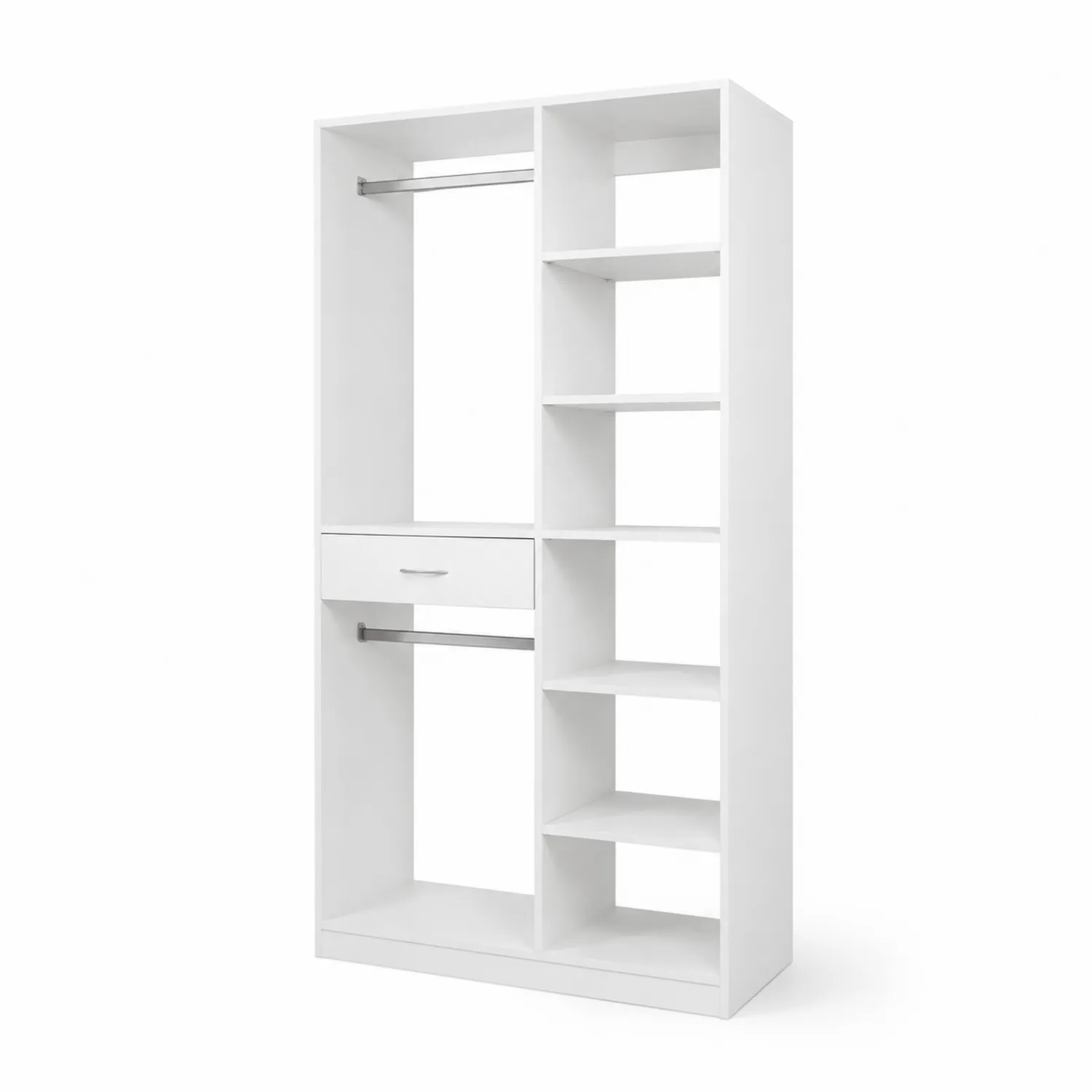 Guardaroba in Legno Bianco con Scaffali e Appendiabiti 180x90x45 cm