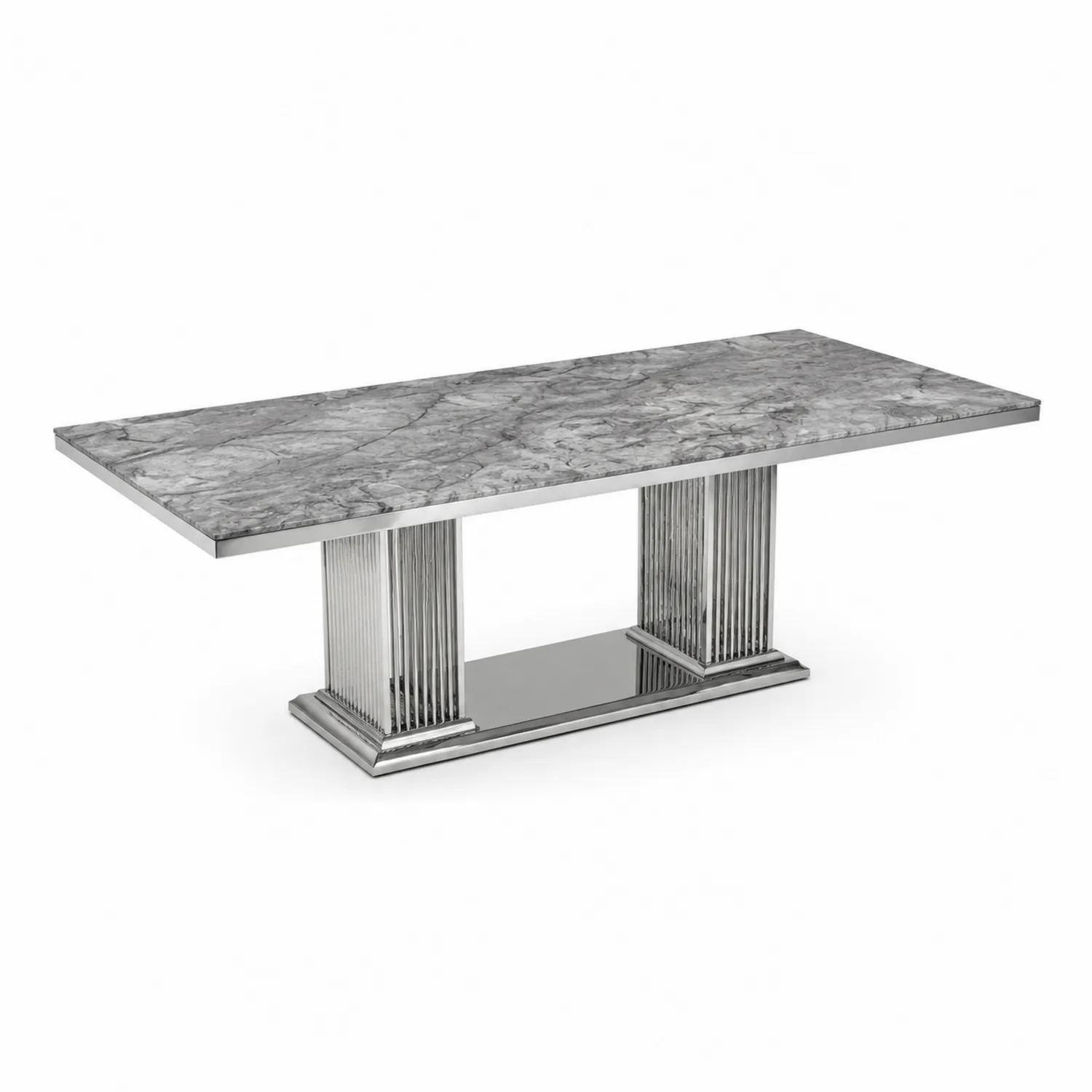 Tavolo da pranzo in marmo con base in acciaio 200x100x75 cm