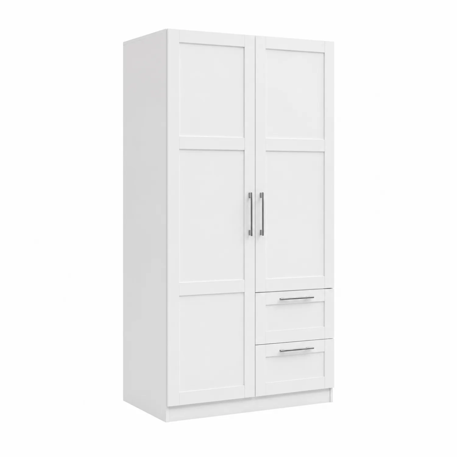 Armadio in MDF Bianco con Ante e Cassetti