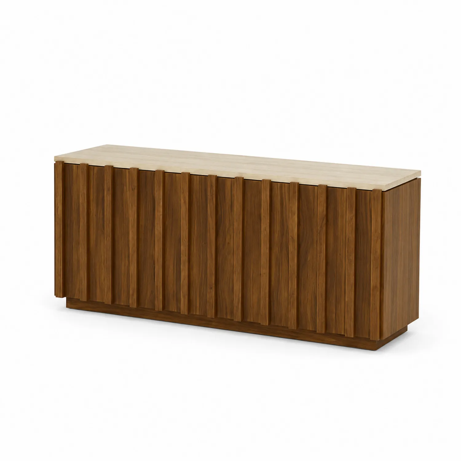 Credenza rettangolare in legno noce e marmo
