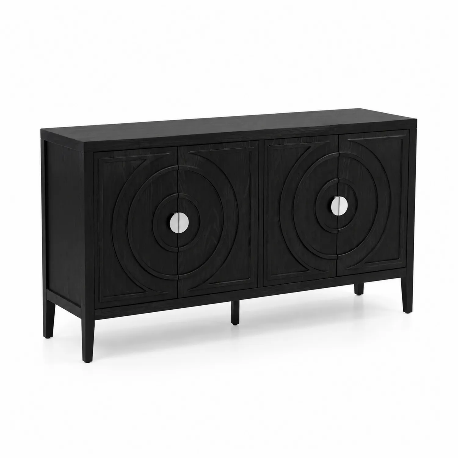 Credenza in legno massiccio di mango nero con 4 ante