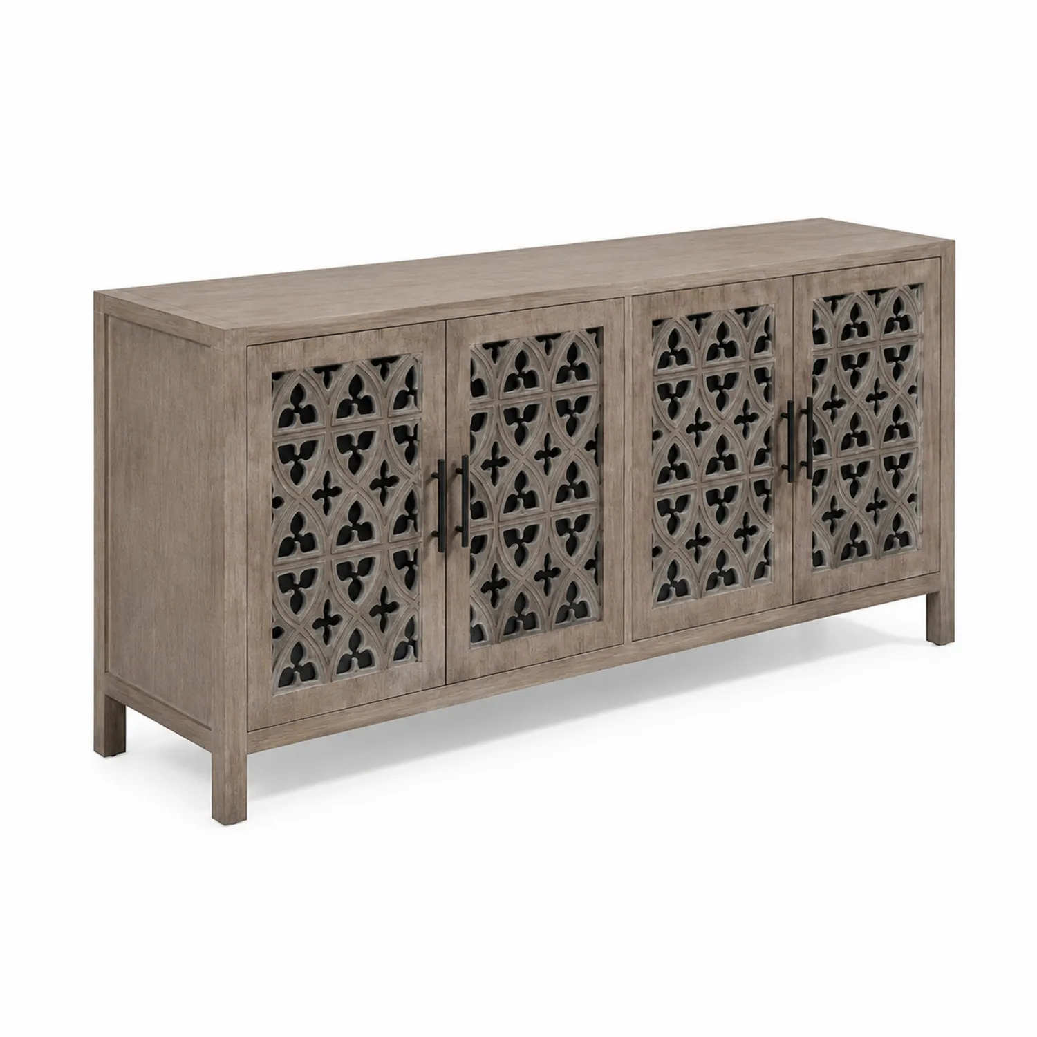 Credenza in legno con ante intagliate, 200 cm, Marrone