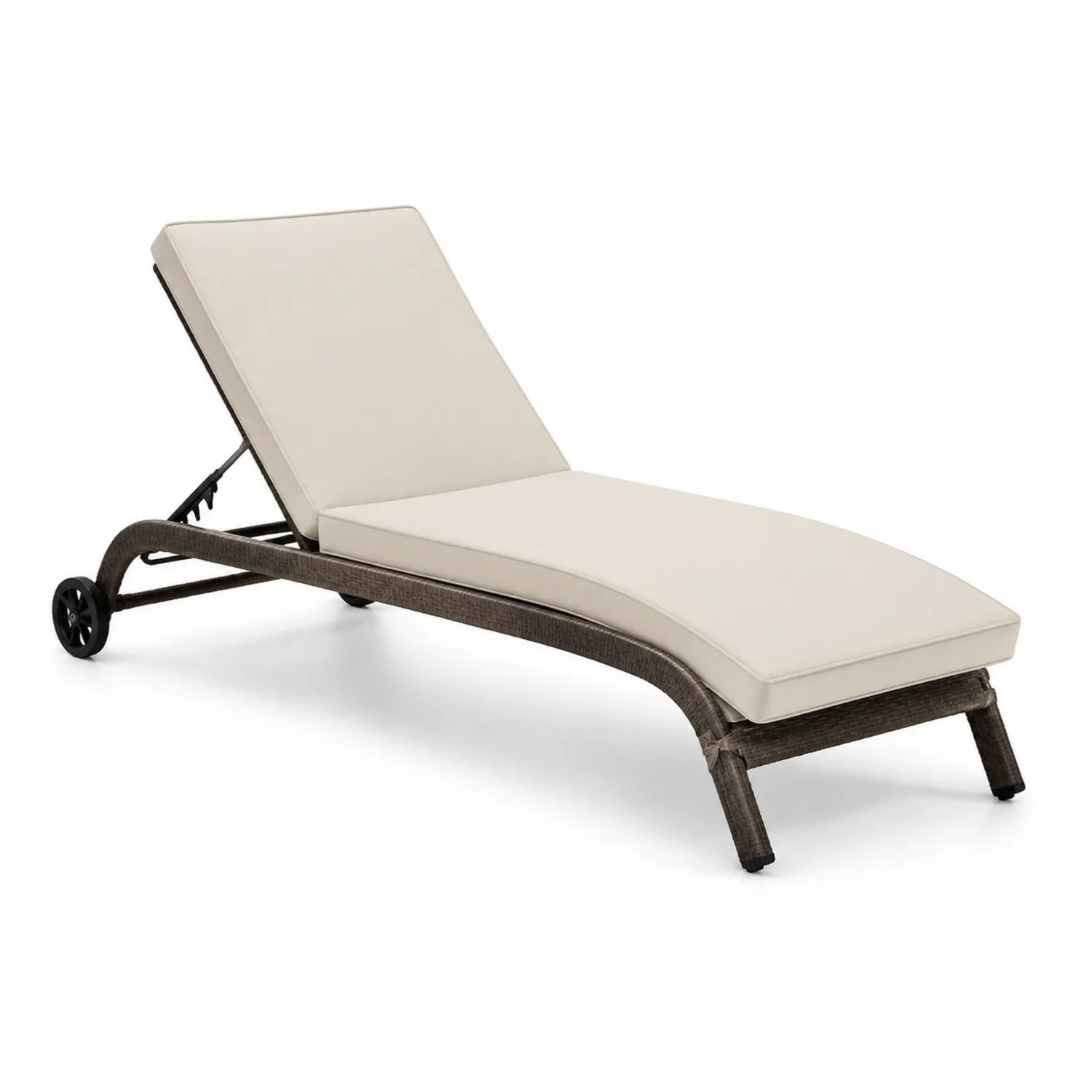 Sdraio in Rattan con Cuscino Regolabile Crema