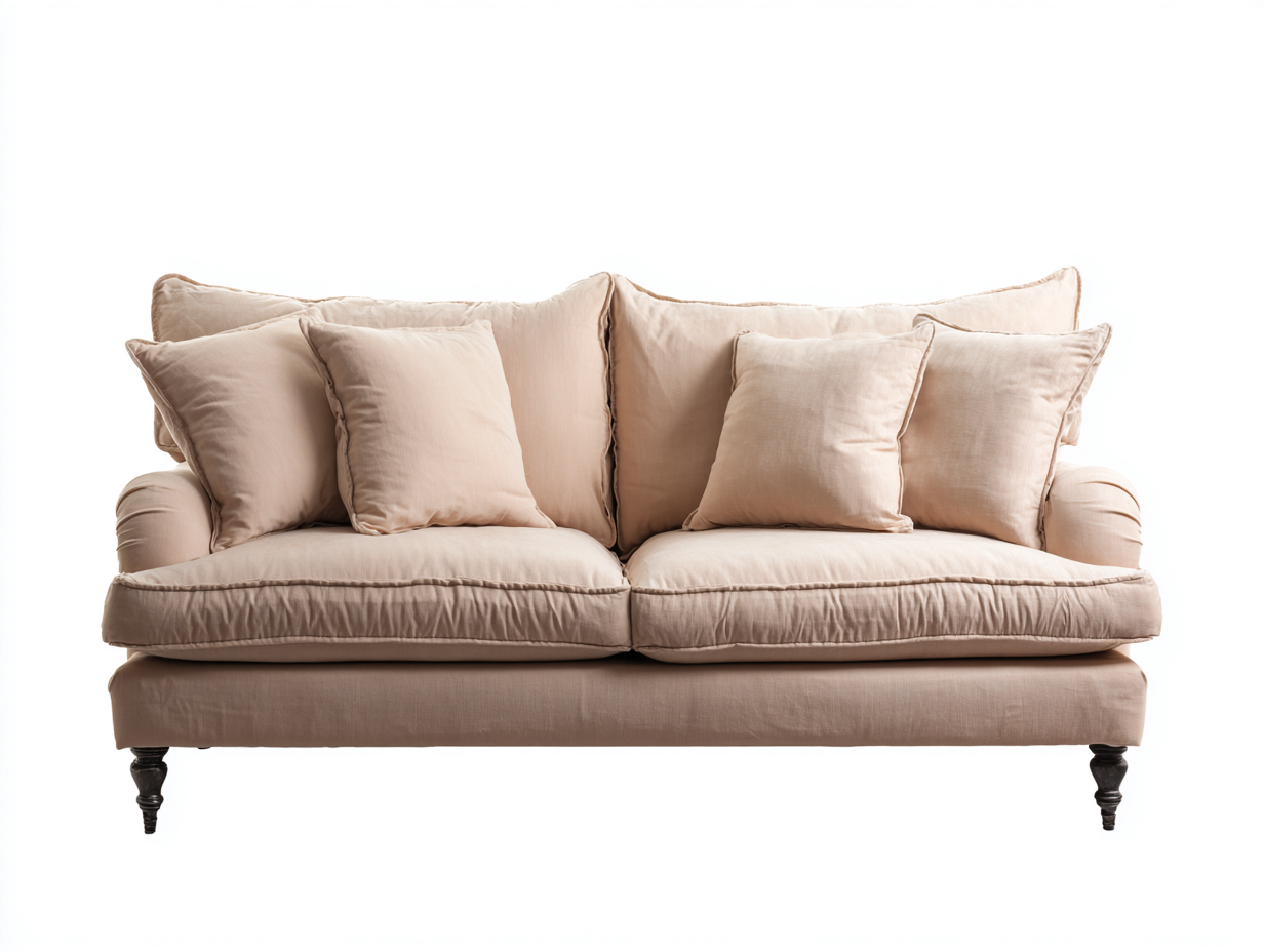 Zweisitzer Sofa - Stoff-Holz - 186 x 95 x 82 cm - Beige - Landhausstil-Vonodahome