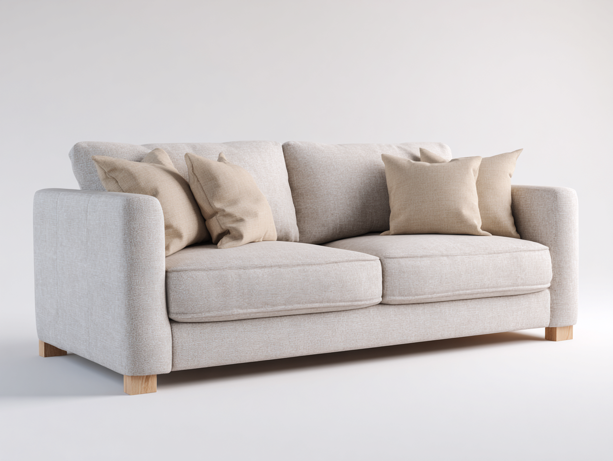 Zweisitzer Sofa - Stoff-Holz - 182 x 88 x 84 cm - Beige - Moderner Stil-Vonodahome