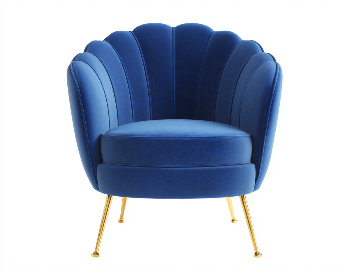 Sessel-Samt-Metall-82 x 76 x 78 cm-Blau-Moderne Schalenform-Vonodahome