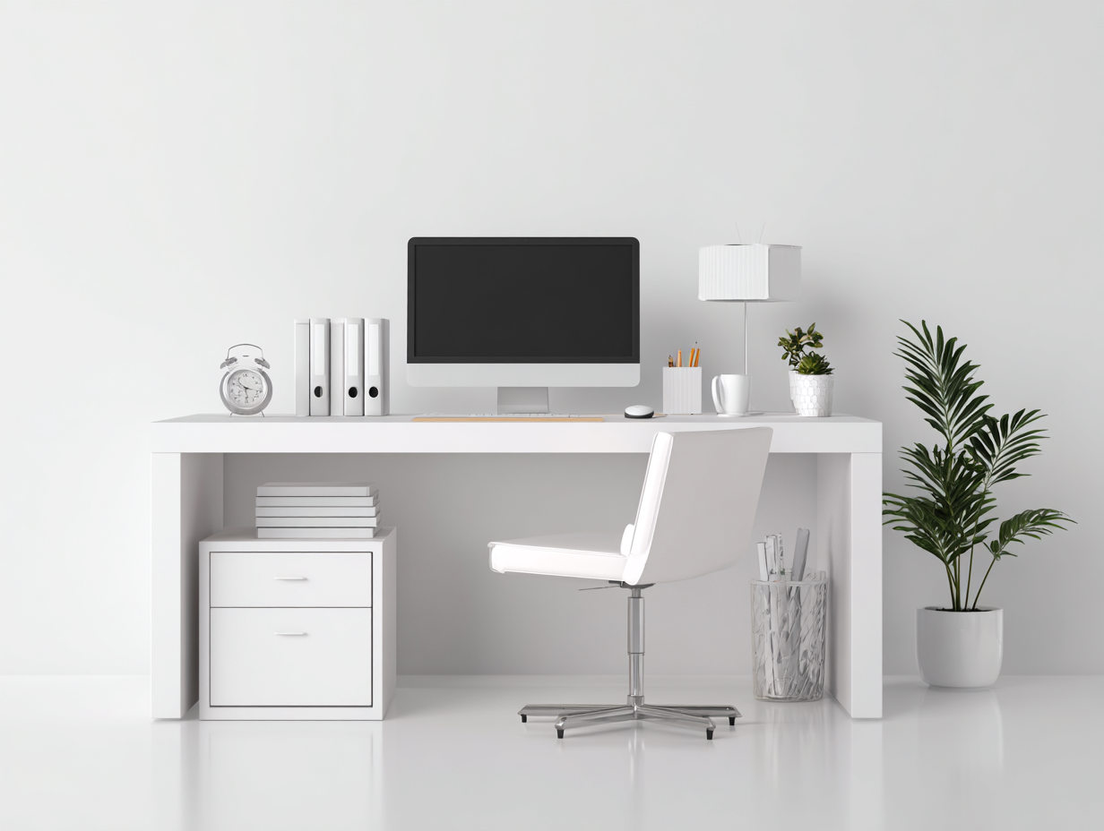 Schreibtisch-Holzwerkstoff-140 x 60 x 75 cm-Weiß-Minimalistischer Stil-Vonodahome