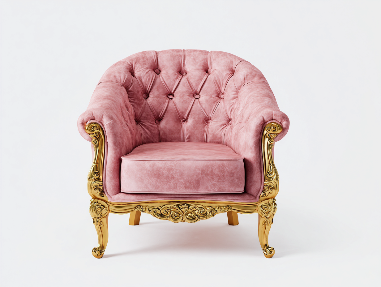 Sessel-Samt-Holz-Metall-89 x 83 x 92 cm-Rosa-Barockstil-Vonodahome