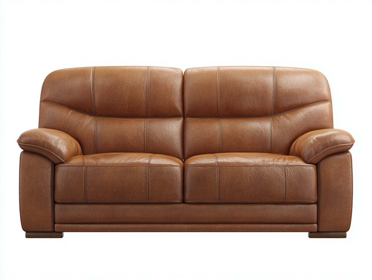 Zweisitzer Sofa - Leder-Holz - 176 x 90 x 88 cm - Braun - Zeitloser Stil-Vonodahome