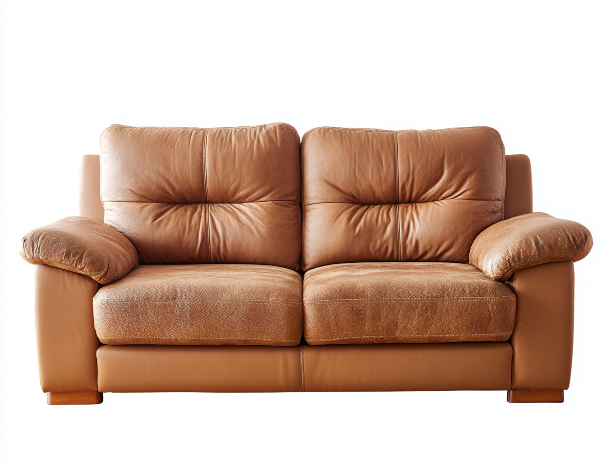Zweisitzer Sofa - Leder-Holz - 174 x 91 x 87 cm - Hellbraun - Zeitloser Stil-Vonodahome