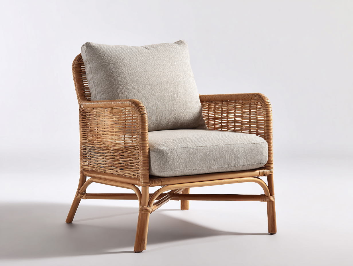 Polyrattan Gartensessel-Polyrattan-78 x 72 x 82 cm-Natur-Beige-Moderner Outdoor-Stil-Lalinfahome