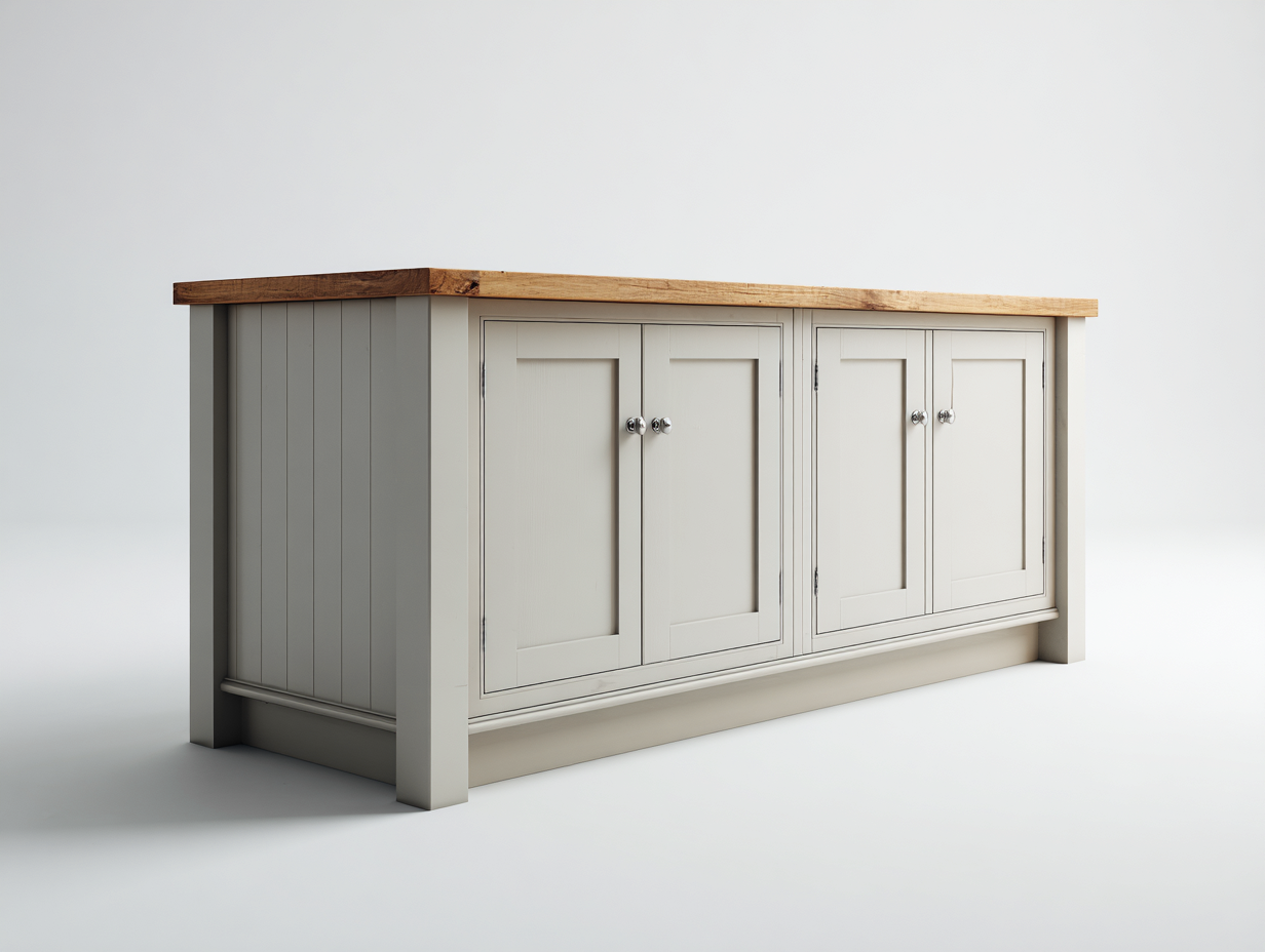 Sideboards-Holzwerkstoff-Massivholz-170x48x85 cm-Cremegrau-Natur-Landhausstil-Lalinfahome