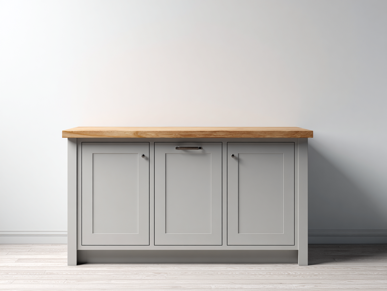 Sideboards-Holzwerkstoff-Massivholz-150x45x84 cm-Hellgrau-Natur-Moderner Landhausstil-Lalinfahome