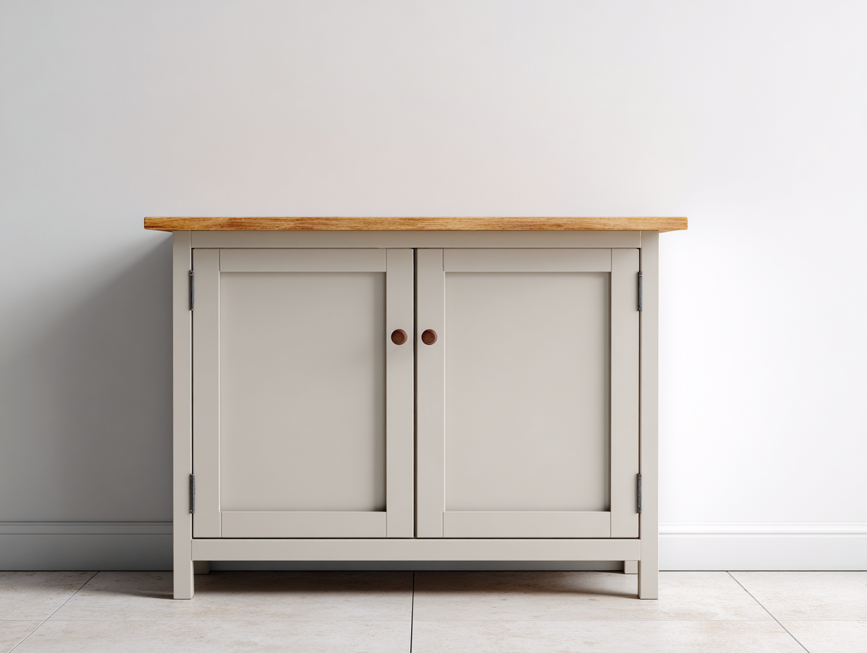 Sideboards-Holzwerkstoff-Massivholz-100x42x82 cm-Hellgrau-Natur-Minimalistischer Stil-Lalinfahome
