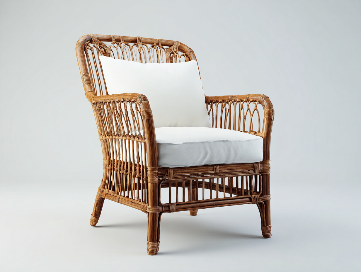 Polyrattan Gartensessel-Polyrattan-74 x 68 x 86 cm-Natur-Weiß-Böhmischer Outdoor-Stil-Lalinfahome