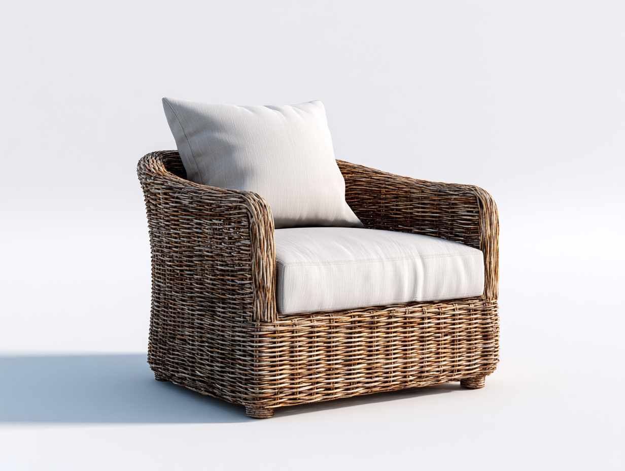 Polyrattan Gartensessel-Polyrattan-82 x 76 x 84 cm-Natur-Beige-Rustikaler Outdoor-Stil-Lalinfahome