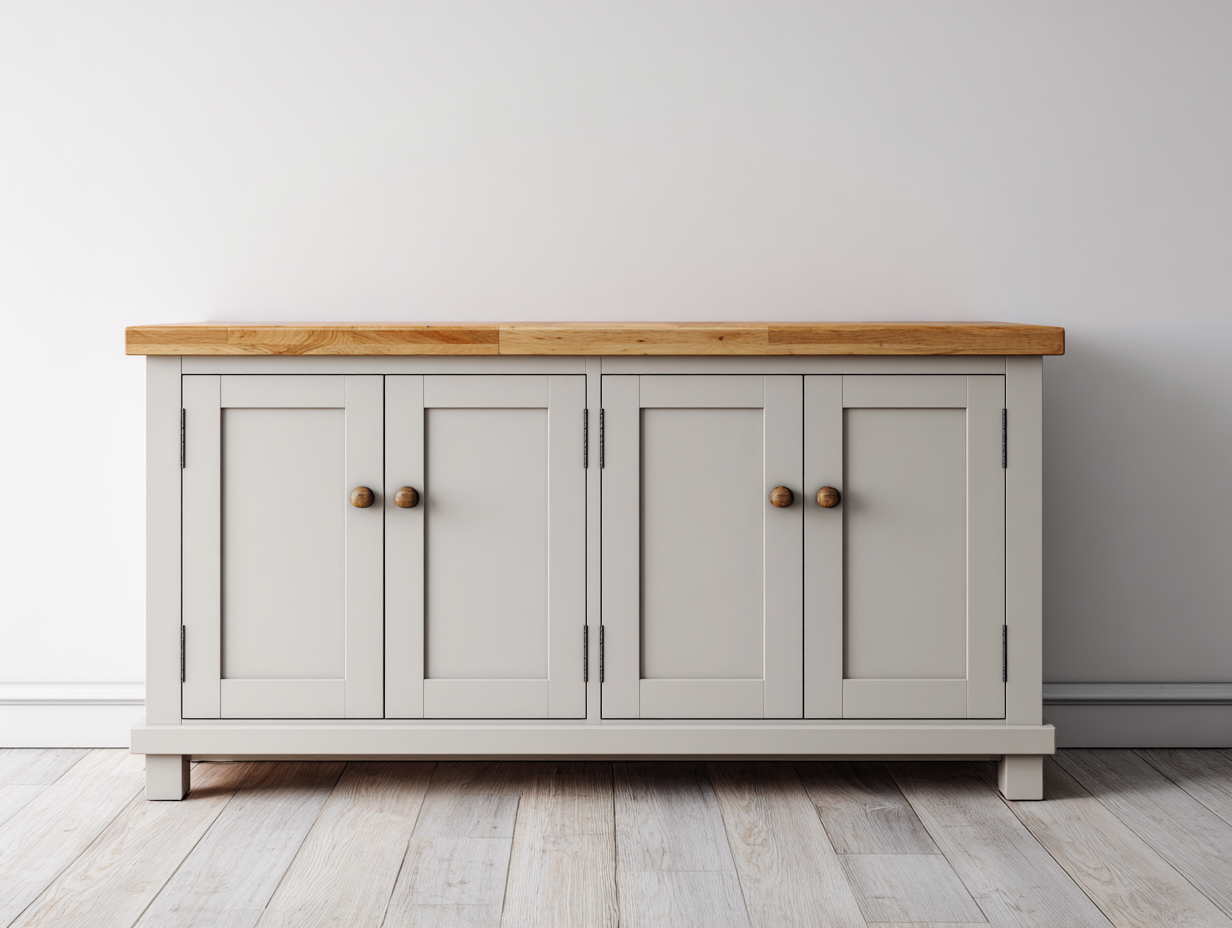 Sideboards-Holzwerkstoff-Massivholz-160x44x82 cm-Hellgrau-Natur-Skandinavischer Stil-Lalinfahome
