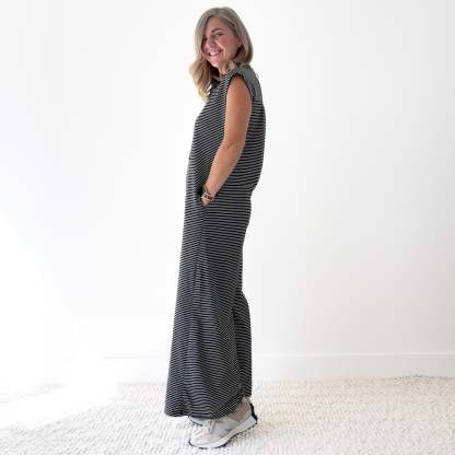 SALE Striped Button Front Jumpsuit
