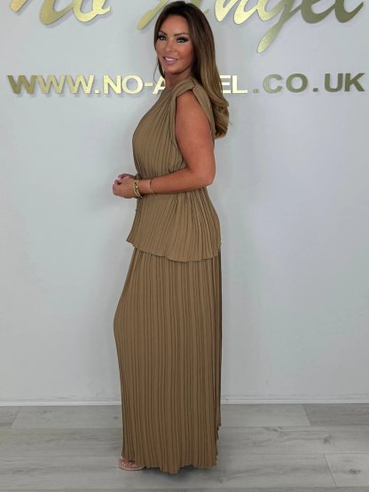 Tie Waist Pleated Top & Trouser Matching Set (Buy 2 Free Shipping)