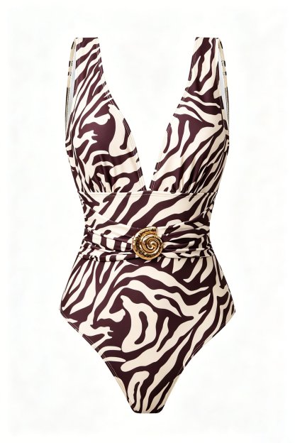 Women's Zebra Print One-Piece Swimsuit & Matching Beach Sarong（Buy 2 Free Shipping）