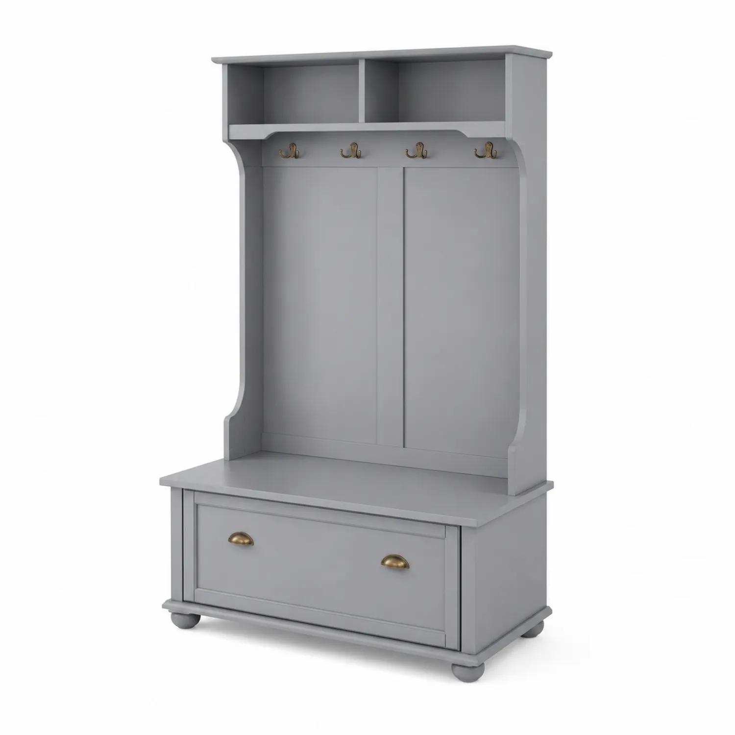 Banco de entrada con perchero y almacenamiento de madera MDF gris