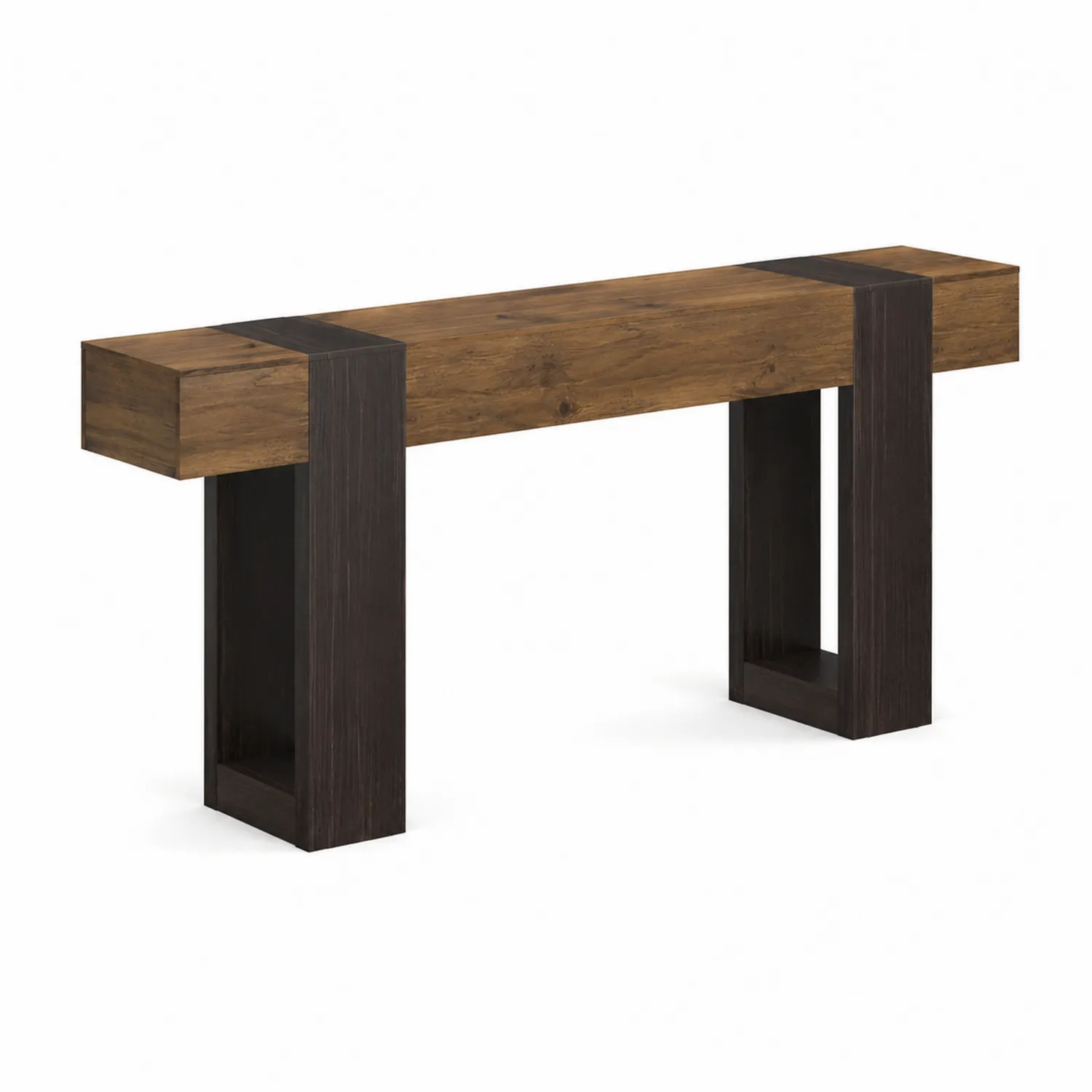 Mesa consola de madera maciza y MDF 120x30x75 cm Marrón/Negro