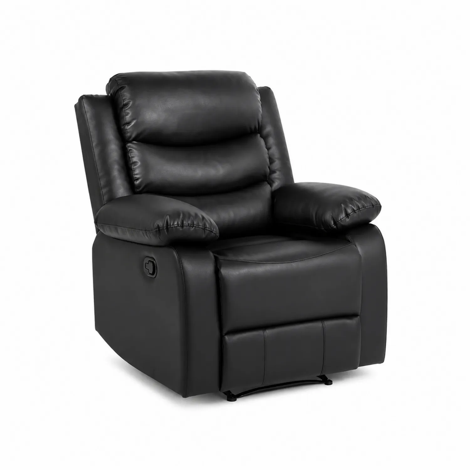 Sillón reclinable de cuero sintético negro con mecanismo manual