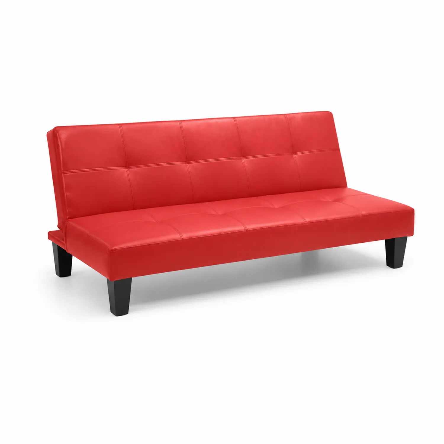Sofá cama de piel sintética rojo 180cm