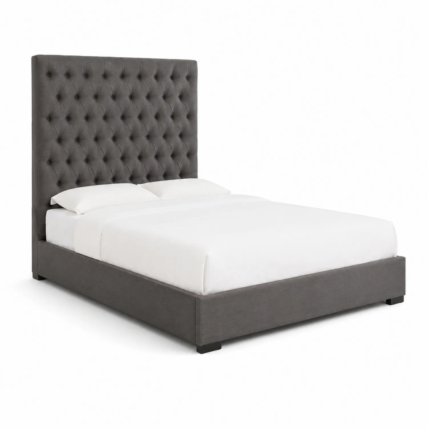 Cama de Tela Gris con Cabecero Capitoneado de 200x160 cm