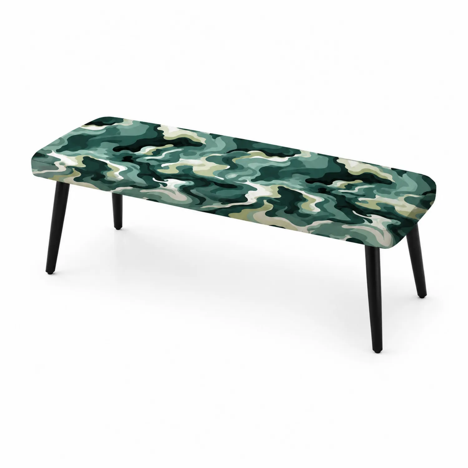 Banco de tela camuflaje con patas de madera 120x40 cm