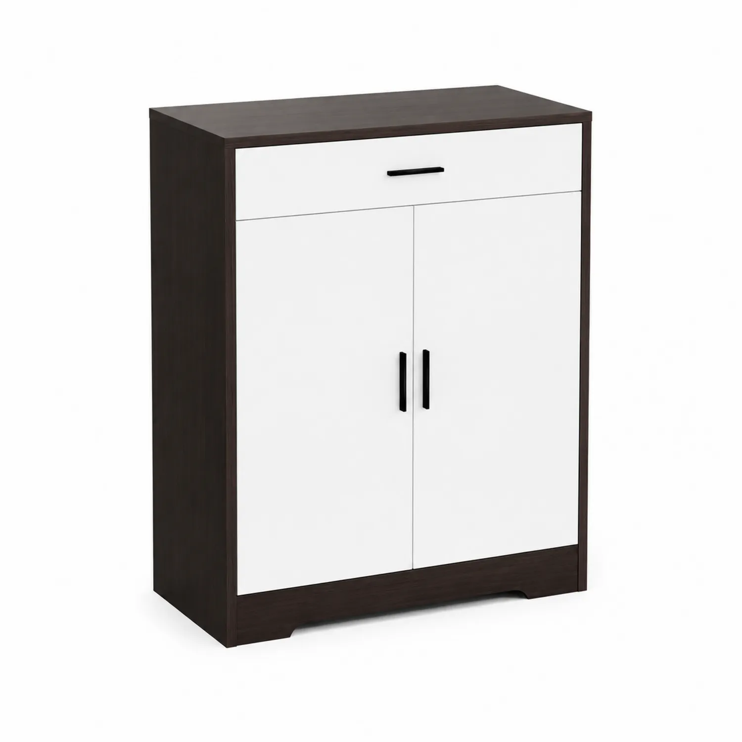 Armario de MDF con Puertas y Cajón Blanco y Marrón