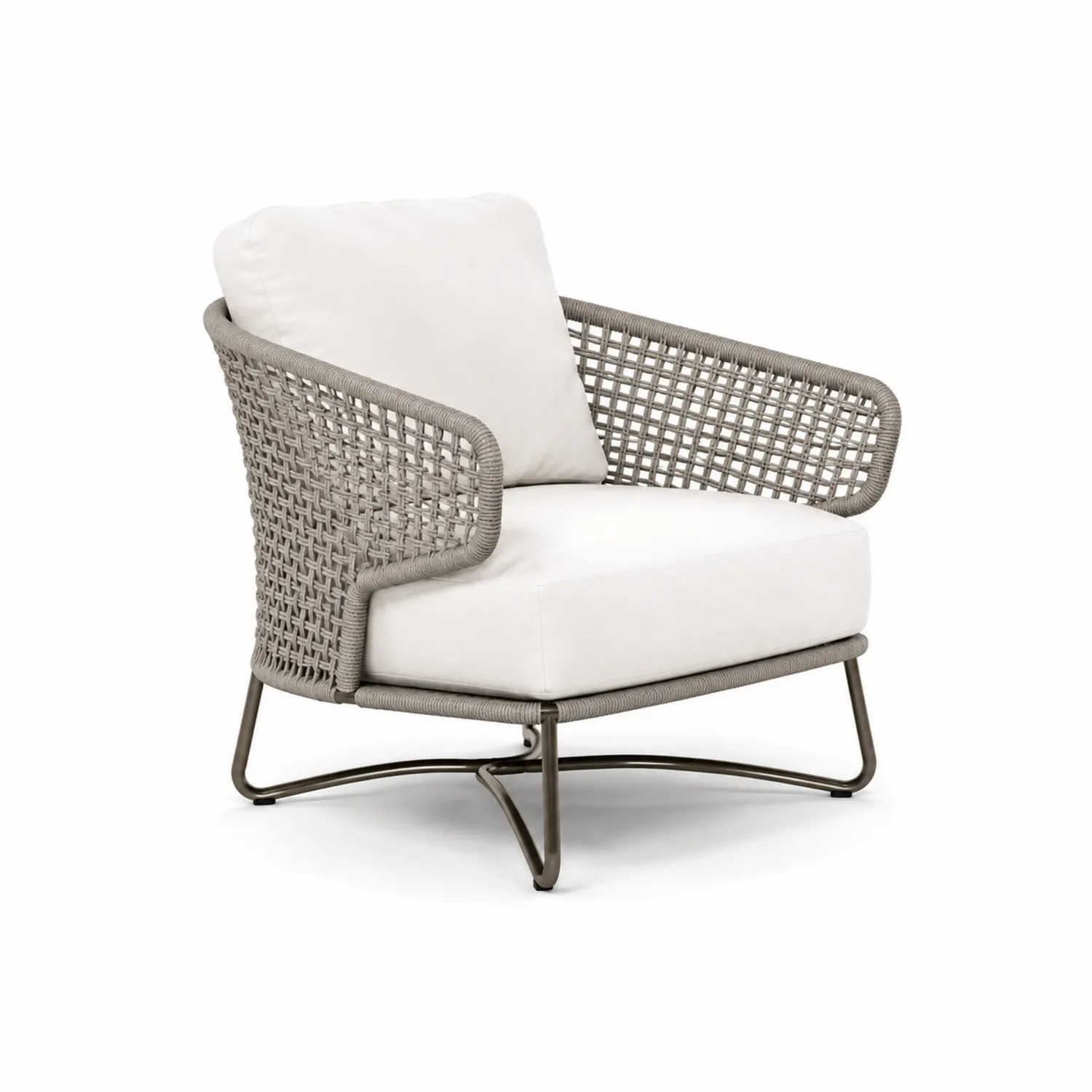 Sillón de exterior con estructura de metal y tejido de polipropileno Gris y Beige