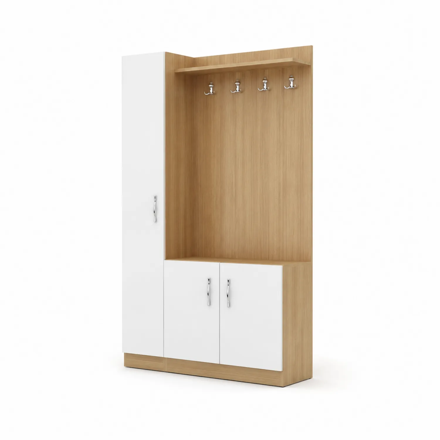 Perchero de Madera Contrachapada y MDF con Ganchos Metálicos