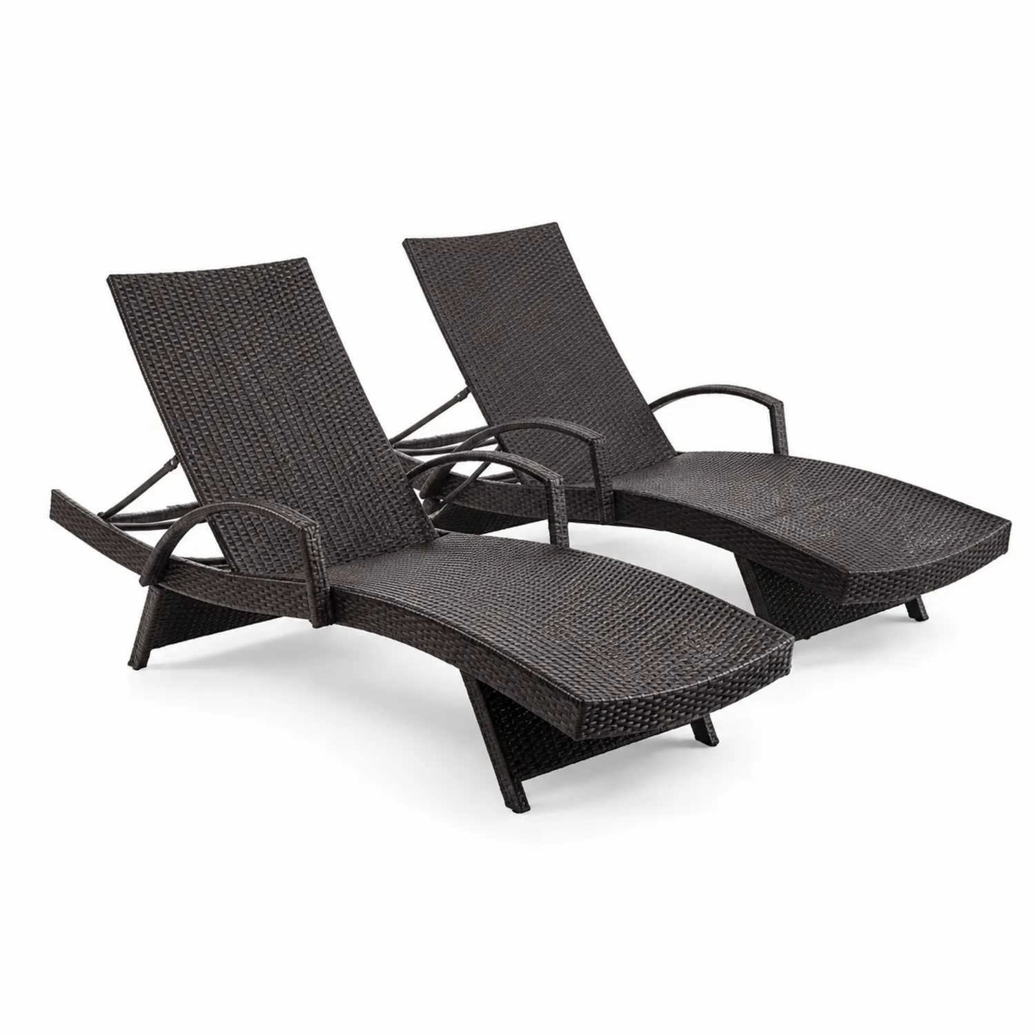 Conjunto de 2 tumbonas de ratán sintético negro para exterior