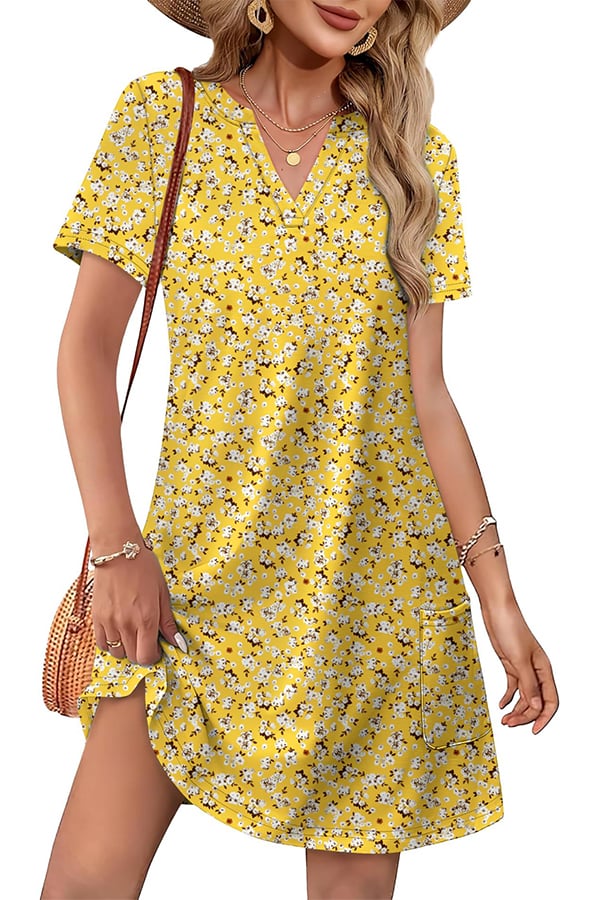 Women’s Casual V-Neck Hawaiian Midi Dress