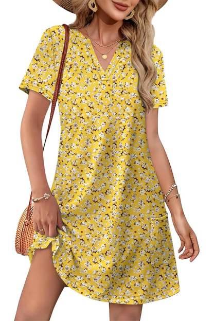 Women’s Casual V-Neck Hawaiian Midi Dress
