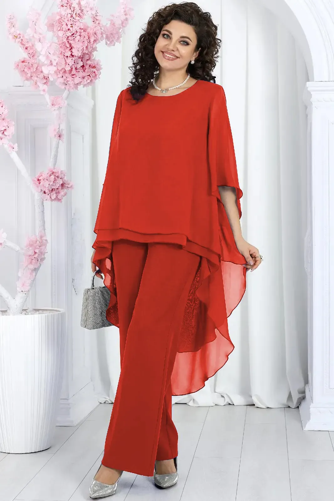 Elegant Chiffon Two-Piece Set | Evening Gown Ensemble (Buy 2 Free Shipping)