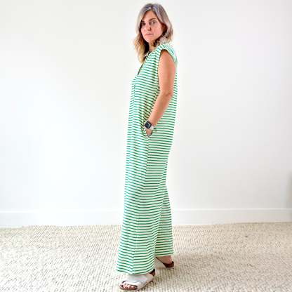 SALE Striped Button Front Jumpsuit