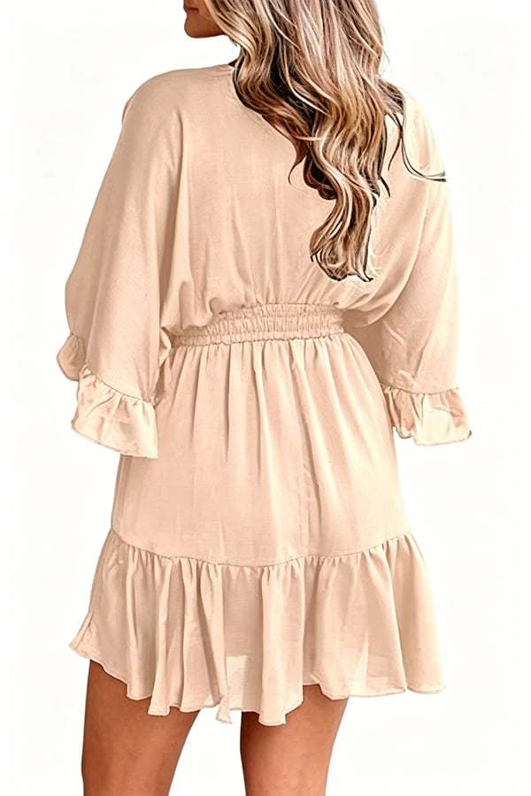 Women’s V-Neck Ruffle Mini Dress(Buy 2 Free Shipping)
