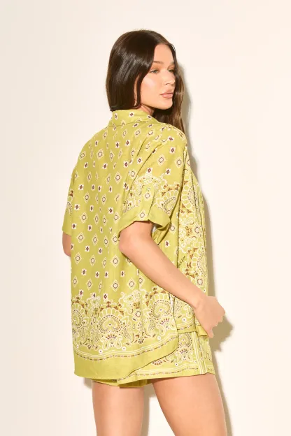 Women Boho Tropical Print Beach Cover-Up Shorts Set