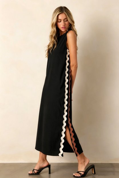 Women's Boho Floral Side Slit Maxi Dress