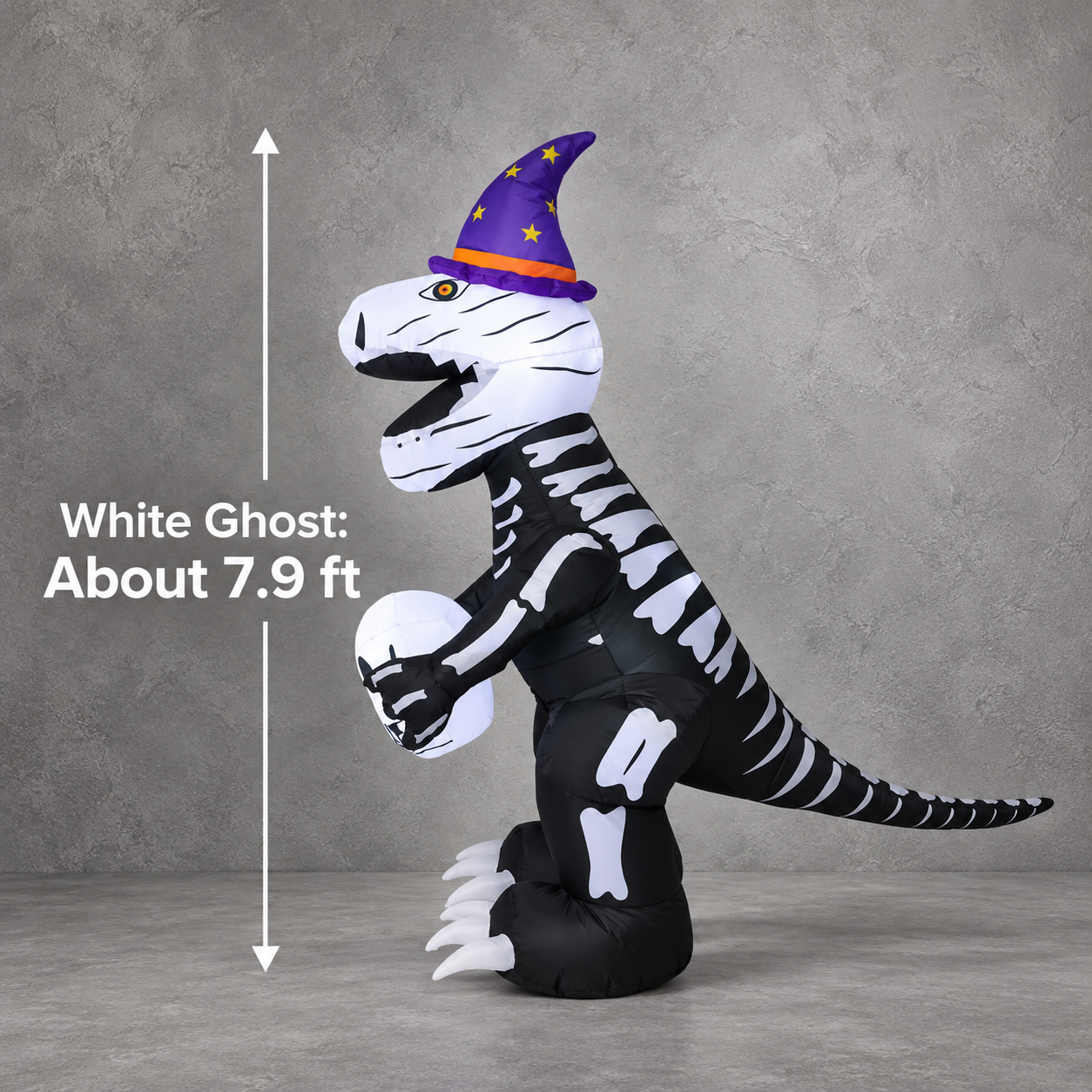 Approximate height illustration for White Ghost, about 7.9 feet tall