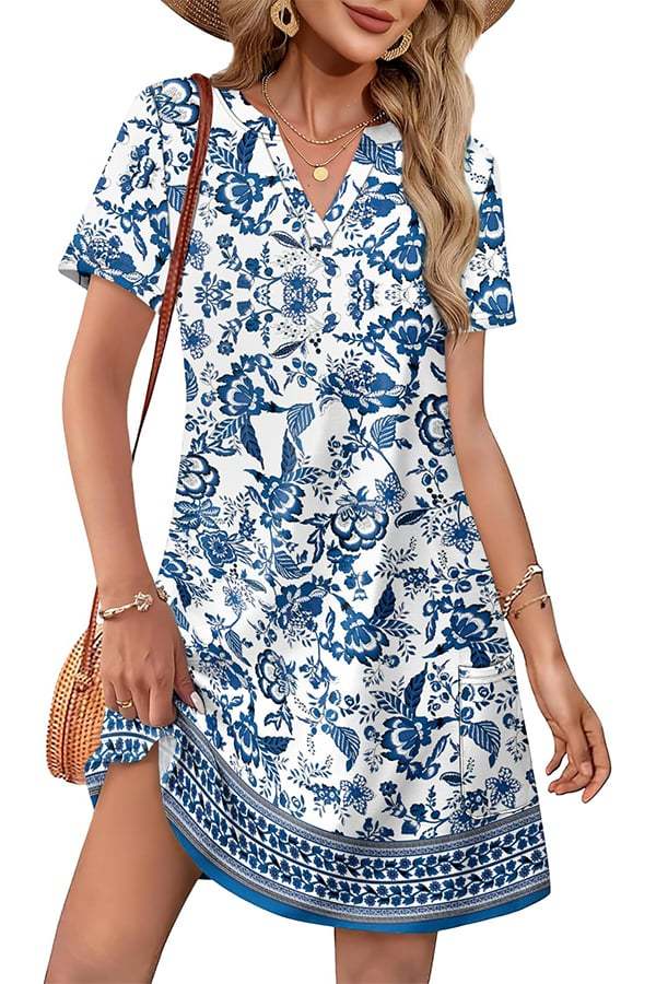 Women’s Casual V-Neck Hawaiian Midi Dress