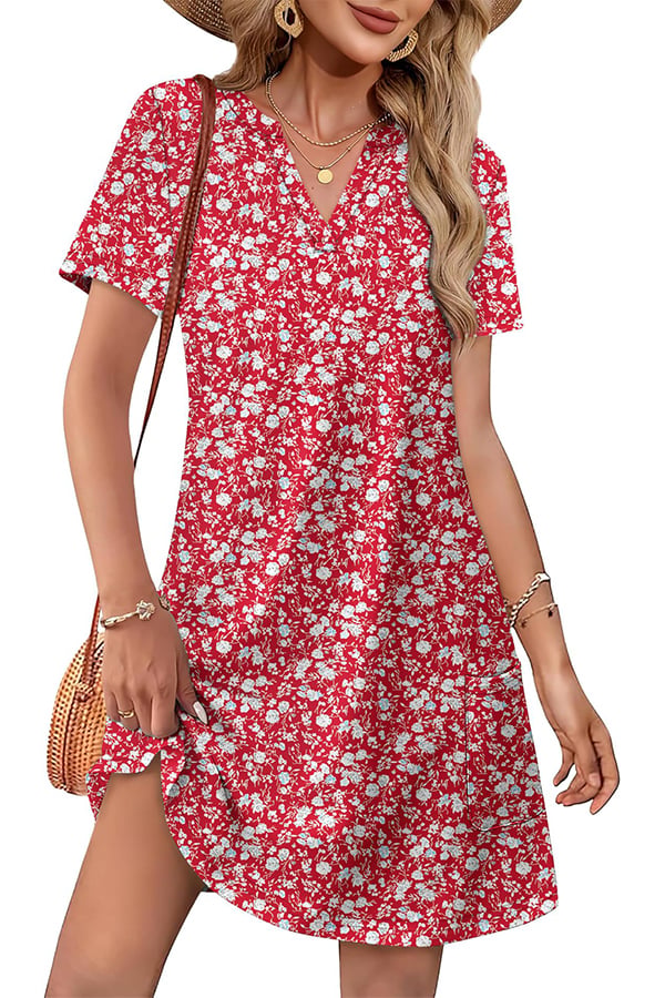 Women’s Casual V-Neck Hawaiian Midi Dress