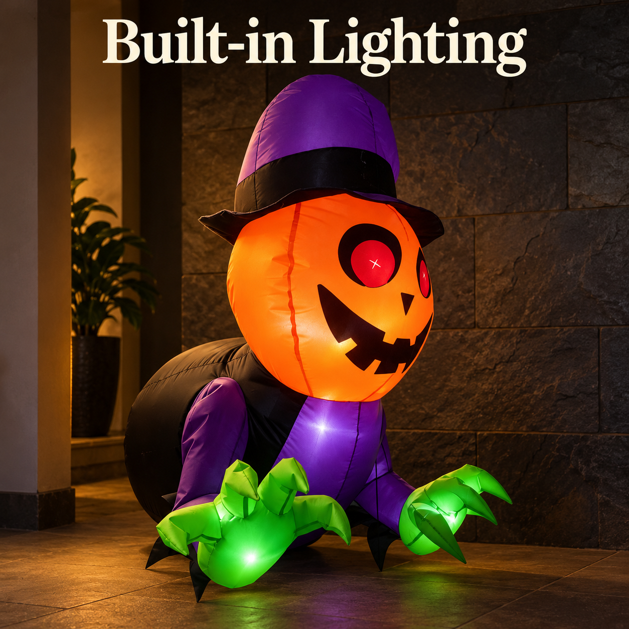 Built-in light illuminating the window-display style face and green hands