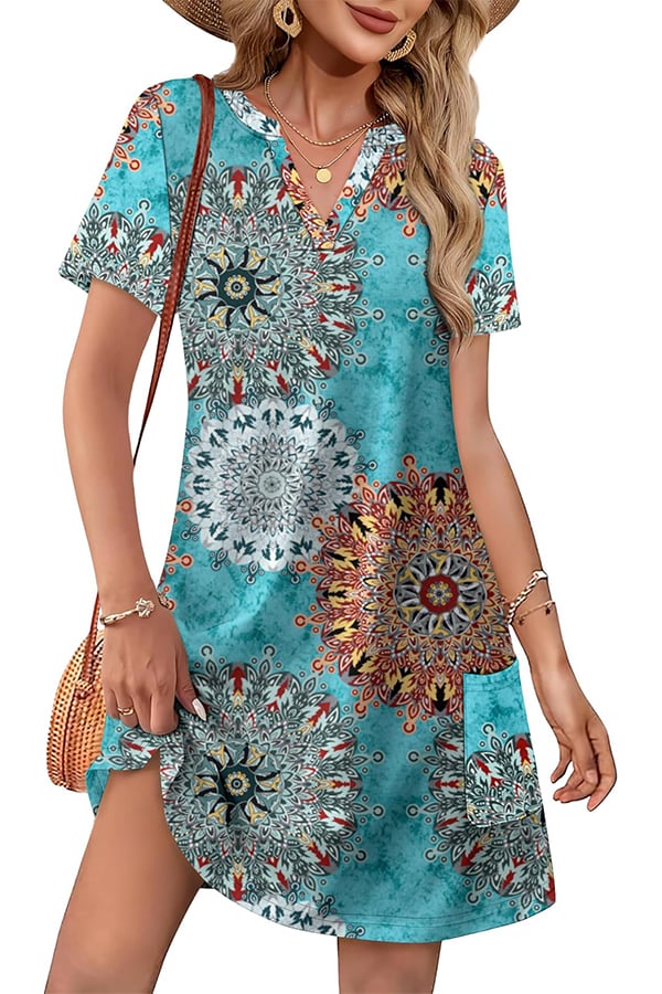 Women’s Casual V-Neck Hawaiian Midi Dress